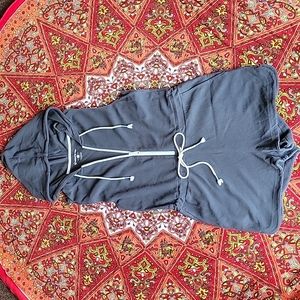 Terry cloth romper with hood